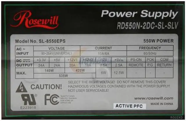Alt view image 4 of 9 - Rosewill RD550N-2DC-SL-SLV 550W ATX Form Factor 12V V2.2 / SSI standard EPS 12V SLI Ready Active PFC Active PFC Power Supply - SLI Ready