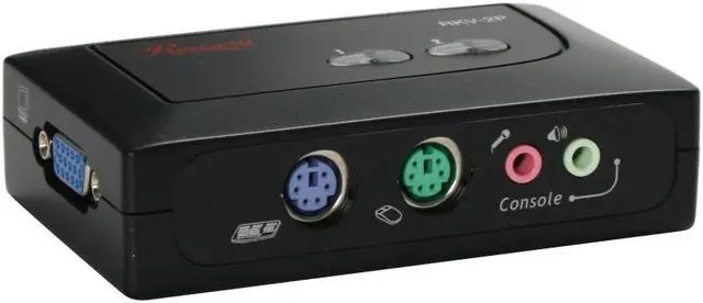 Main image of Rosewill RKV-2P 2 Port Slim Desktop PS/2 KVM Switch w/ Audio & Mic/ Black Shell