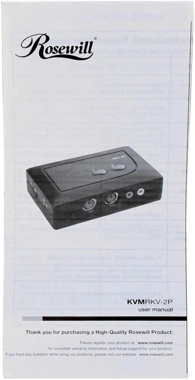 Alt view image 7 of 8 - Rosewill RKV-2P 2 Port Slim Desktop PS/2 KVM Switch w/ Audio & Mic/ Black Shell