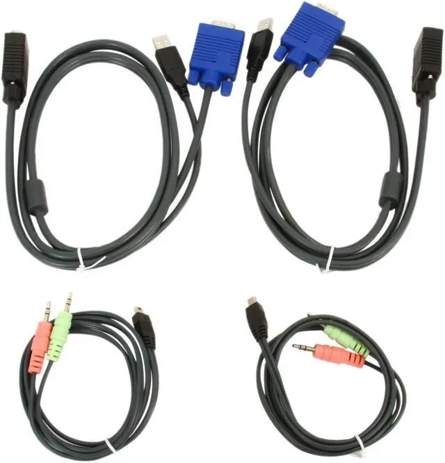 Alt view image 9 of 11 - Rosewill RKV-2U 2 Port Slim Palmtop USB KVM Switch w/ Audio & Mic/ Black Shell