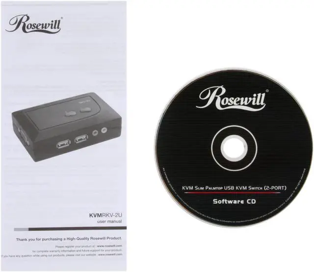 Alt view image 10 of 11 - Rosewill RKV-2U 2 Port Slim Palmtop USB KVM Switch w/ Audio & Mic/ Black Shell