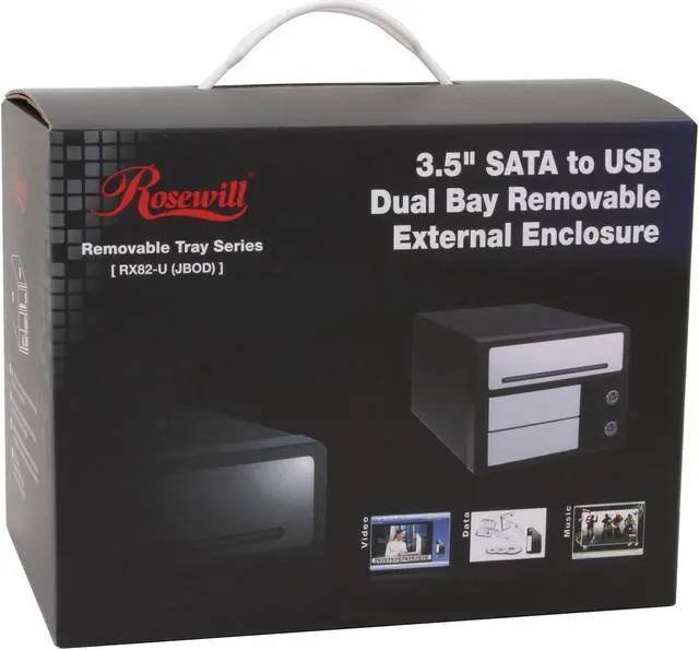 Alt view image 7 of 8 - Rosewill RX82-U (JBOD) 3.5" SATA to USB 2.0 "Removable" Duo-Bay External Enclosure