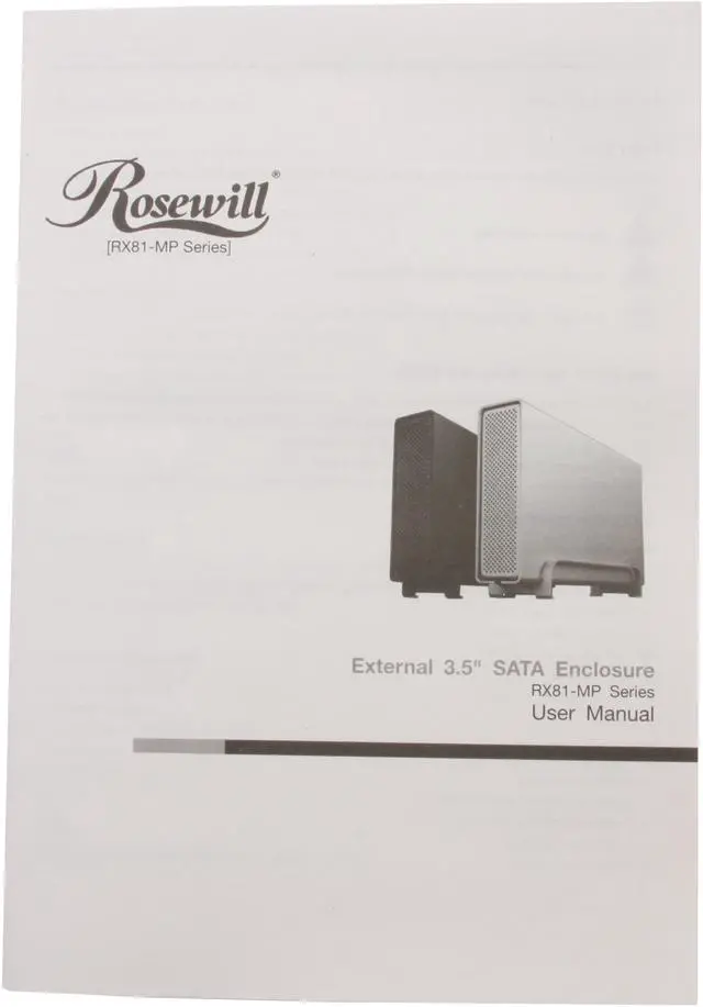 Alt view image 6 of 7 - Rosewill RX81-MP-US- BLK 3.5" SATA to USB 2.0 & eSATA External Enclosure (Black)