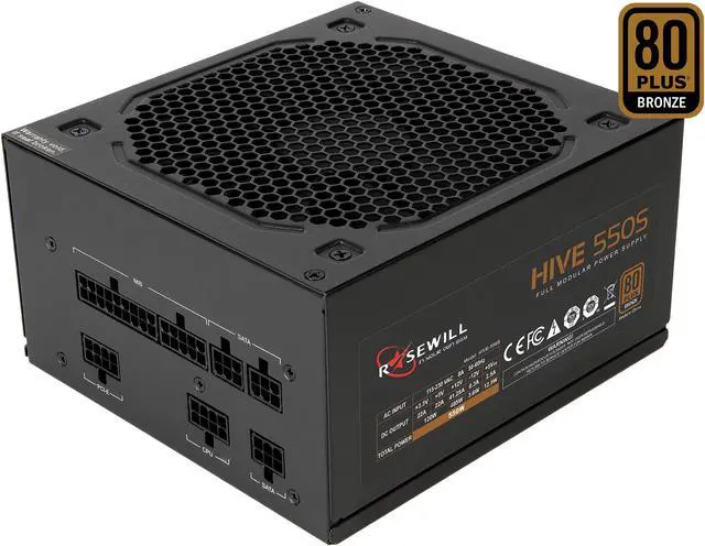 Main image of Rosewill HIVE Series, HIVE-550S, 550W Fully Modular Power Supply, 80 PLUS BRONZE Certified, Single +12V Rail, SLI & CrossFire Ready, Black