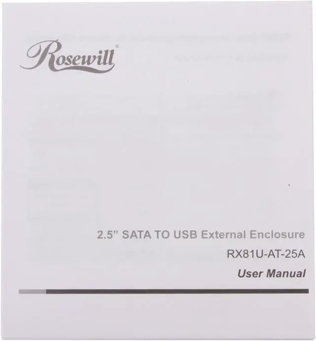 Alt view image 5 of 6 - Rosewill RX81U-AT-25A Rigid aluminum 2.5" SATA to USB 2.0 Ext. Enclosure