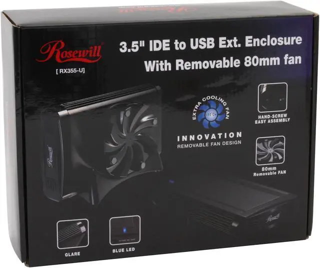 Alt view image 9 of 9 - Rosewill RX355-U Aluminum 3.5" IDE USB 2.0 External Enclosure