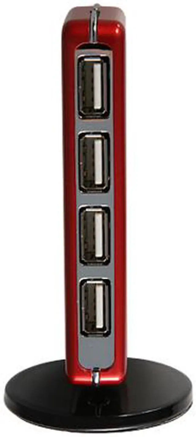 Alt view image 3 of 7 - Rosewill RHUB-310R Red USB2.0 7 Port Shining Standing Hub With Power Adapter