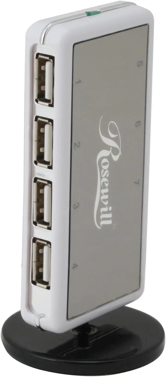 Alt view image 2 of 12 - Rosewill RHUB-310W White USB2.0 7 Port Shining Standing Hub With Power Adapter