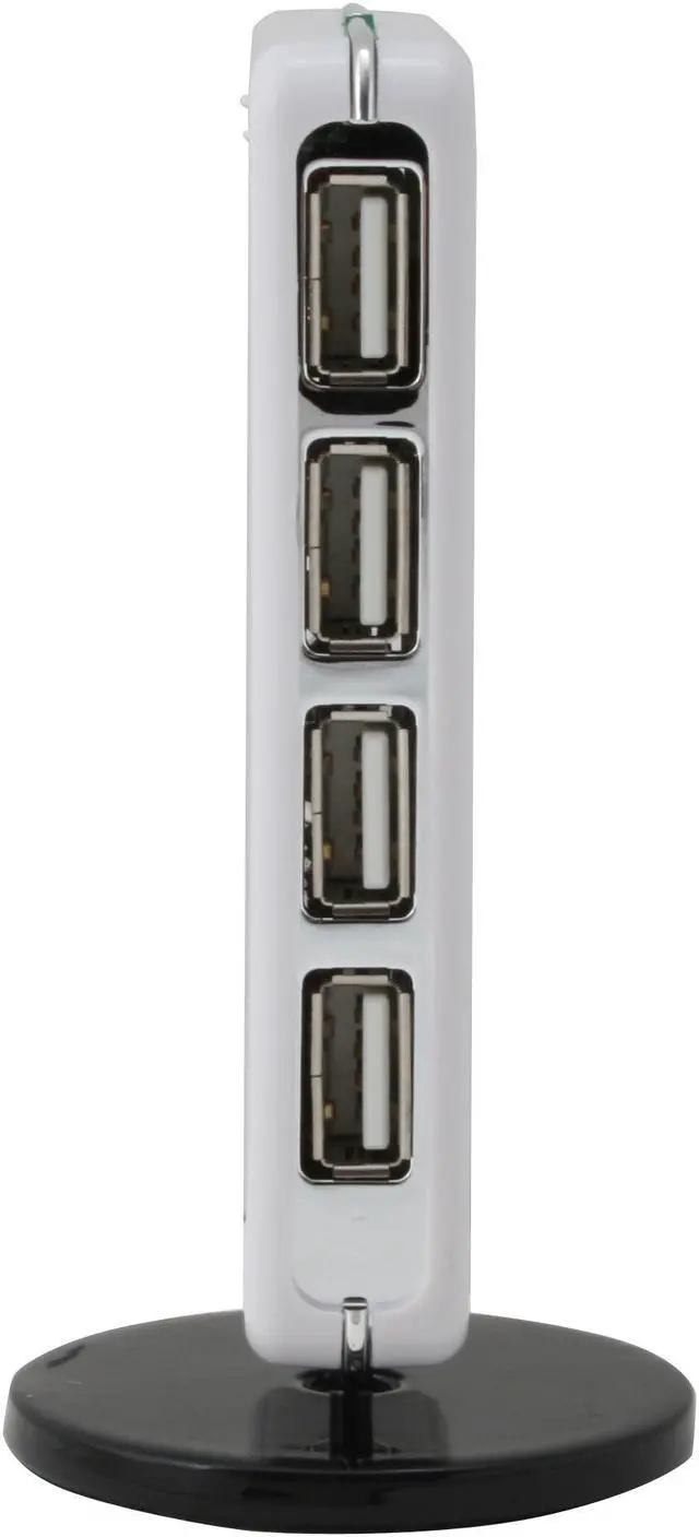 Alt view image 3 of 12 - Rosewill RHUB-310W White USB2.0 7 Port Shining Standing Hub With Power Adapter