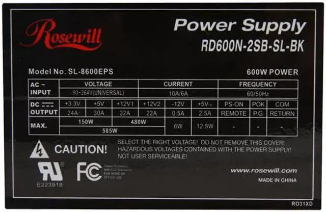Alt view image 5 of 10 - Rosewill Stallion Series RD600N-2SB-SL-BK 600W ATX12V / EPS12V SLI Ready CrossFire Ready  Active PFC Power Supply