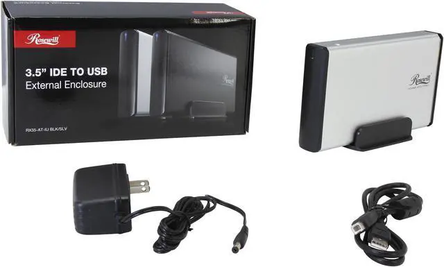 Alt view image 6 of 6 - Rosewill RX35-AT-IU SLV Aluminum 3.5" Silver IDE USB 2.0 External Enclosure
