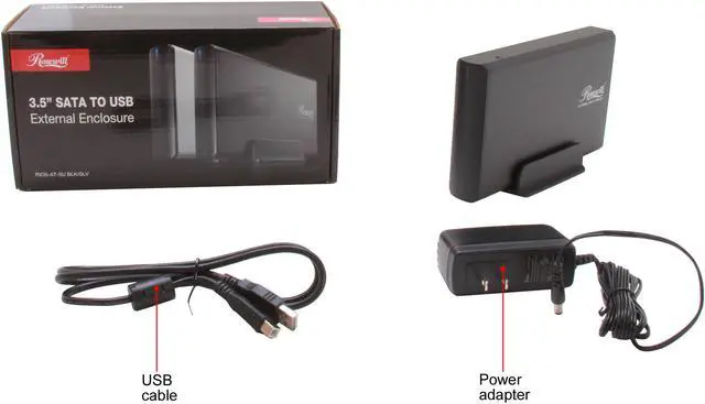 Alt view image 5 of 5 - Rosewill RX35-AT-SU BLK Aluminum 3.5" Black SATA USB 2.0 External Enclosure