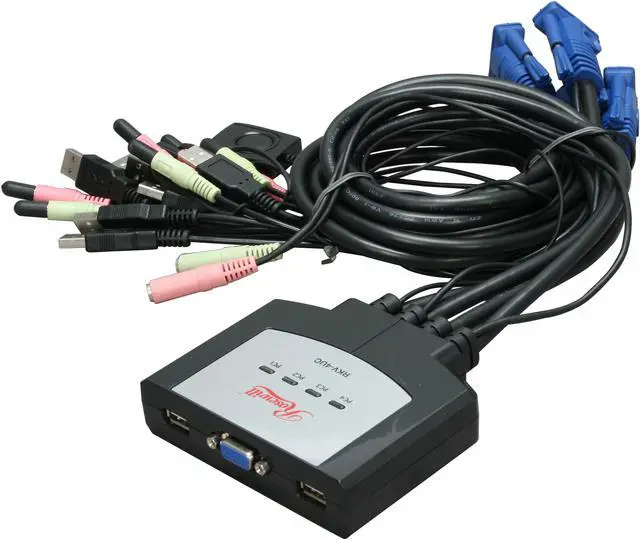 Alt view image 2 of 10 - Rosewill RKV-4UC 4 Port USB Cable KVM, 0.9m Cable Built with Speaker MIC Remote Flip Button