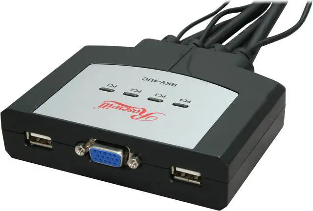 Main image of Rosewill RKV-4UC 4 Port USB Cable KVM, 0.9m Cable Built with Speaker MIC Remote Flip Button