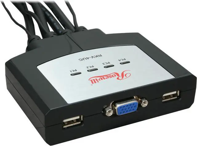 Alt view image 4 of 10 - Rosewill RKV-4UC 4 Port USB Cable KVM, 0.9m Cable Built with Speaker MIC Remote Flip Button