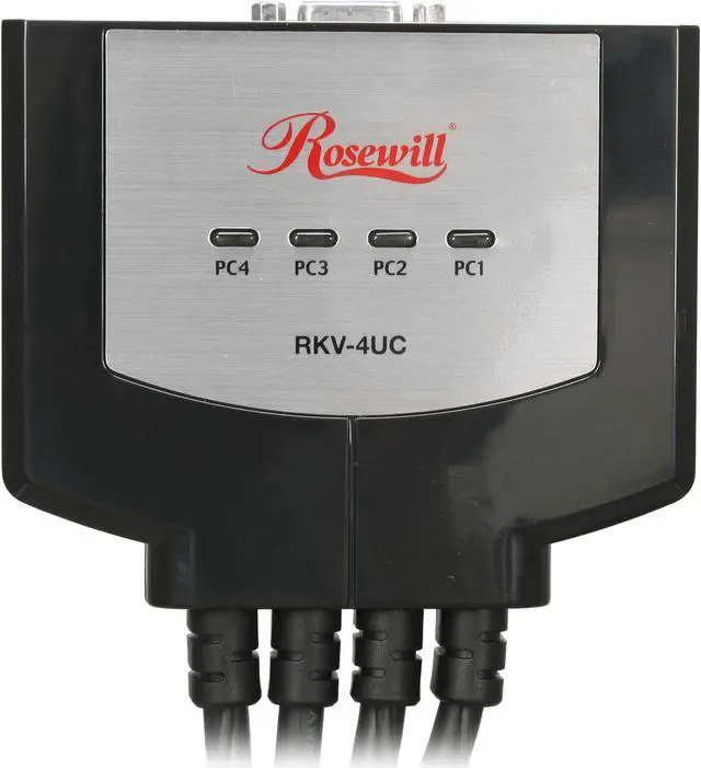 Alt view image 5 of 10 - Rosewill RKV-4UC 4 Port USB Cable KVM, 0.9m Cable Built with Speaker MIC Remote Flip Button