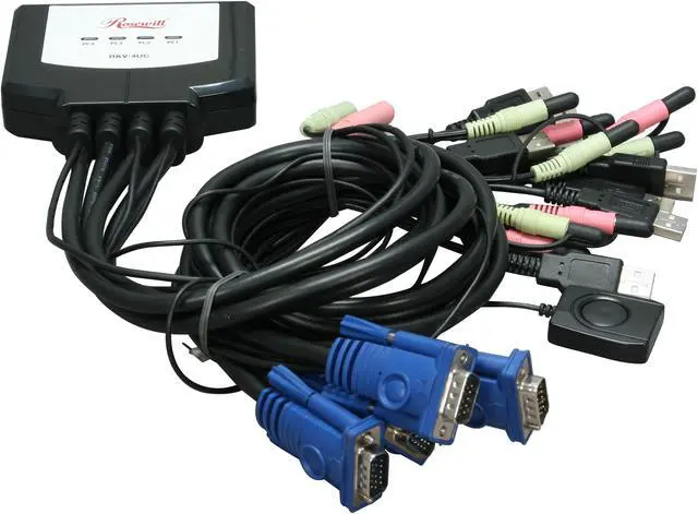 Alt view image 8 of 10 - Rosewill RKV-4UC 4 Port USB Cable KVM, 0.9m Cable Built with Speaker MIC Remote Flip Button