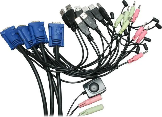 Alt view image 9 of 10 - Rosewill RKV-4UC 4 Port USB Cable KVM, 0.9m Cable Built with Speaker MIC Remote Flip Button
