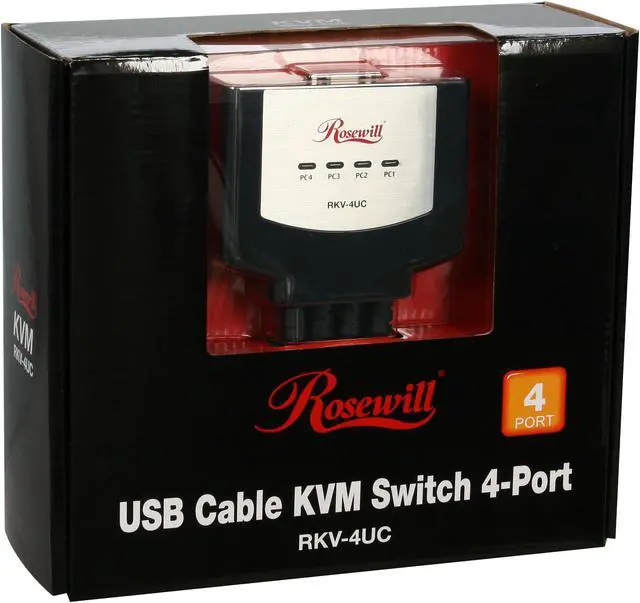 Alt view image 10 of 10 - Rosewill RKV-4UC 4 Port USB Cable KVM, 0.9m Cable Built with Speaker MIC Remote Flip Button