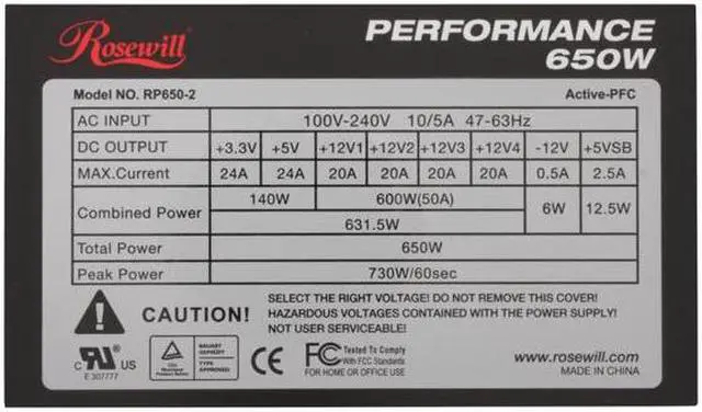 Alt view image 5 of 12 - Rosewill RP650-2 650W ATX12V v2.3 & EPS12V v2.91 SLI Ready CrossFire Ready  Active PFC Power Supply