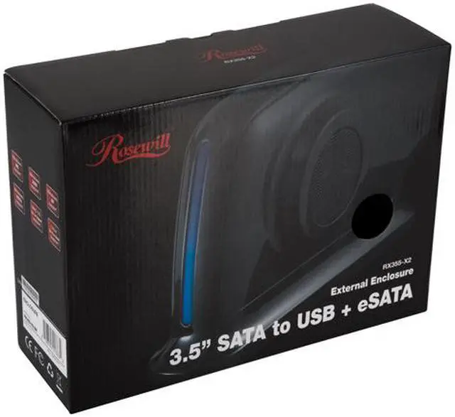 Alt view image 4 of 4 - Rosewill RX355-X2 BK ABS Cover and internal metal shielding 3.5" Black USB2.0 & eSATA External Enclosure