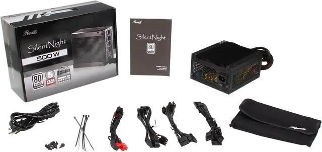 Alt view image 8 of 8 - Rosewill SilentNight-500 - 500-Watt Fanless Active PFC Power Supply - Continuous @ 122 Degrees F (50C), 80 PLUS Platinum, ATX 12V v2.31 & EPS 12V v2.92, Intel Haswell, SLI & CrossFire Ready