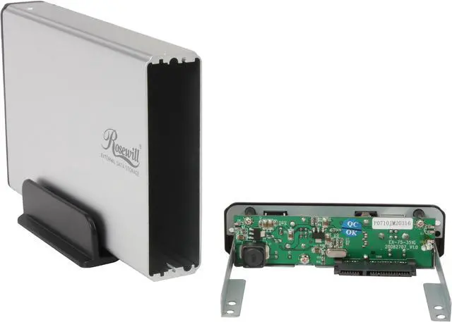 Alt view image 4 of 5 - Rosewill RX35-AT-SC SLV Full Aluminum Cover, Metal Tray 3.5" Silver SATA I/II USB 2.0 & eSATA External Enclosure