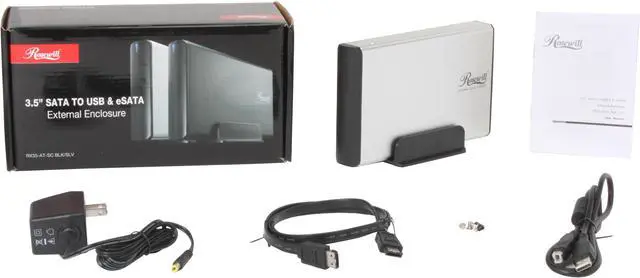 Alt view image 5 of 5 - Rosewill RX35-AT-SC SLV Full Aluminum Cover, Metal Tray 3.5" Silver SATA I/II USB 2.0 & eSATA External Enclosure