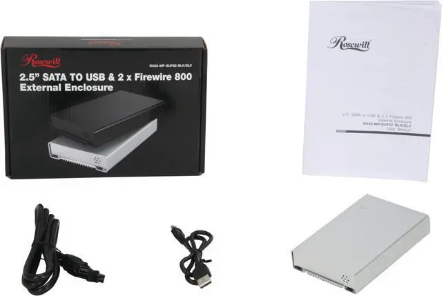 Alt view image 4 of 4 - Rosewill RX82-MP-SUF82-SLV Aluminum 2.5" Silver USB 2.0 & 1394bx2  External Enclosure