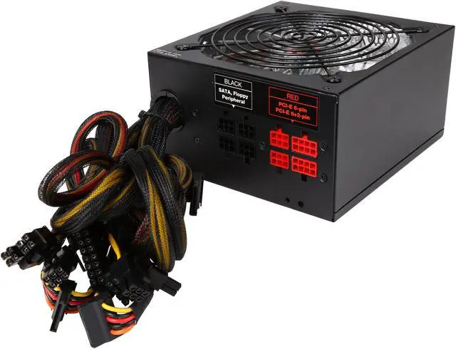 Alt view image 5 of 8 - Rosewill BRONZE Series, RBR1000-MS, 1000W Semi-Modular Power Supply, 80 PLUS BRONZE, Blue LED Dual-Ball-Bearing Fan, ATX 12V v2.3 / EPS 12V, SLI & CrossFire Ready, Black