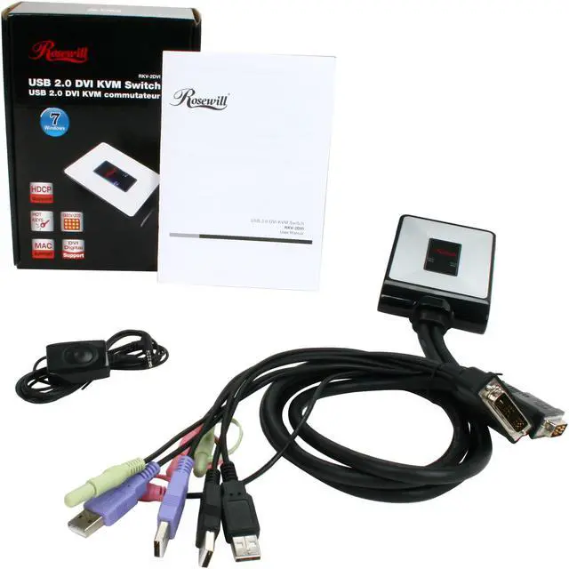 Alt view image 6 of 6 - Rosewill RKV-2DVI KVM Switch