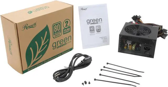 Alt view image 7 of 7 - Rosewill Green Series RG530-S12 530W Continuous @40°C, 80 PLUS Bronze Certified, Single 12V Rail, SLI & Crossfire Ready, Active PFC "Compatible with AMD APU & Intel Core i7,i5,i3" Power Supply