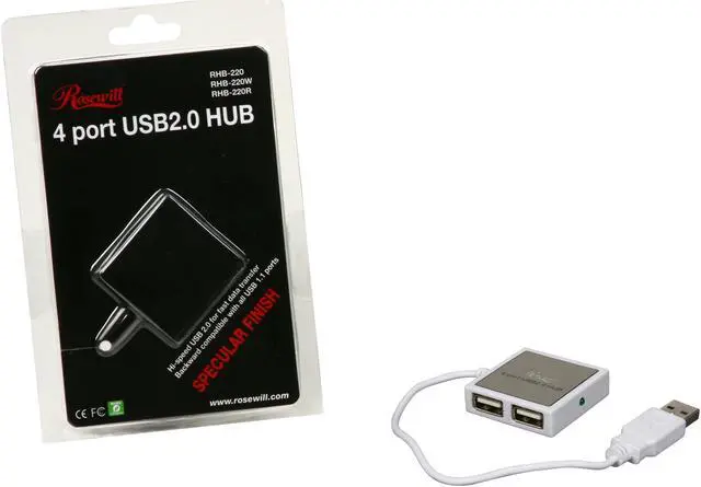 Alt view image 6 of 6 - Rosewill RHB-220W 4-port USB Hub - White