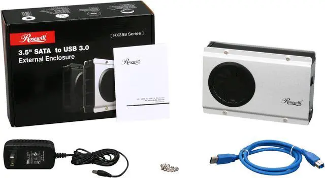 Alt view image 7 of 7 - Rosewill RX358 RX-358-U3S Full Aluminum Cover, metal tray 3.5" Silver SATA I/II USB 3.0 External Enclosure