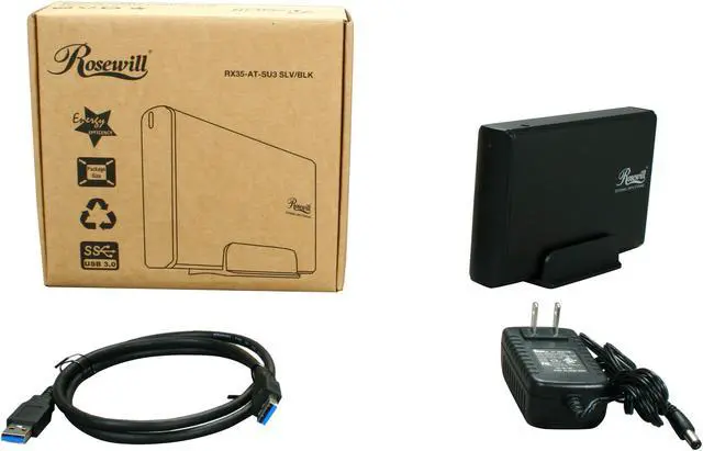 Alt view image 5 of 5 - Rosewill RX35-AT-SU3 BLK Full Aluminum Cover, Metal Tray 3.5" Black SATA I/II USB 3.0 External Enclosure