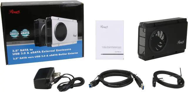 Alt view image 7 of 8 - Rosewill RX-358 U3C BLK External 3.5" Hard Drive Enclosure to USB 3.0/eSATA, Aluminum & Plastic, Built-in Cooling Fan and Fan Switch, Support 3.5" SATA III/II/I Hard Drive up to 8TB and UASP Function