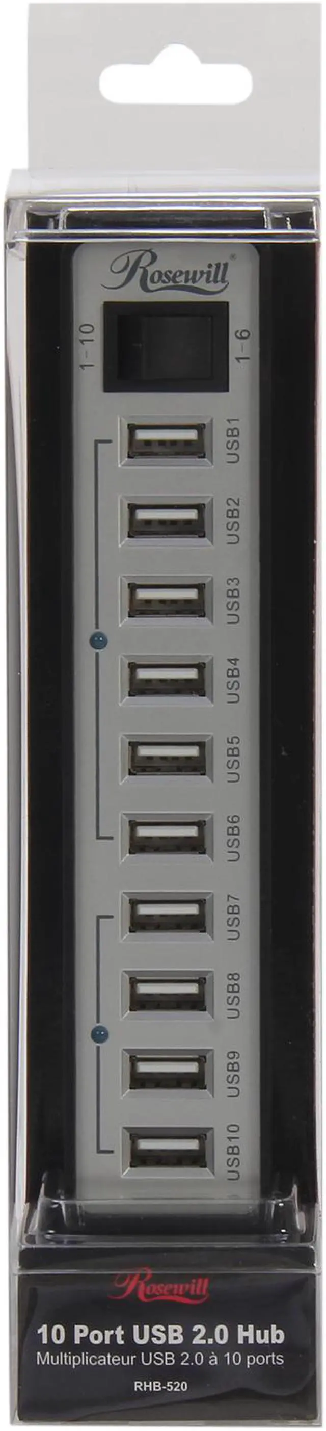 Alt view image 6 of 6 - Rosewill RHB-520 10-Port High Speed USB 2.0 Hub