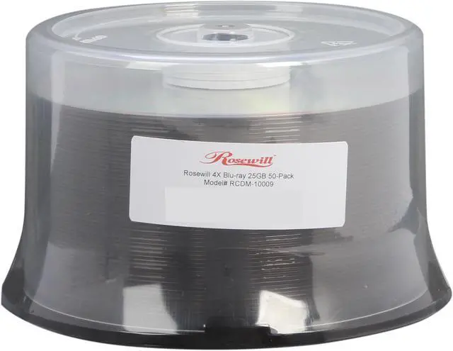 Main image of Rosewill 25GB 4X BD-R 50 Packs Spindle Blank Blu-ray Media Silver Surface Model RCDM-10009 - OEM