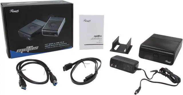 Alt view image 6 of 6 - Rosewill METAS – External 3.5" Hard Drive Enclosure – USB 3.0 & eSATA, Black, Rigid Aluminum Body and ABS Plastic Top Cover