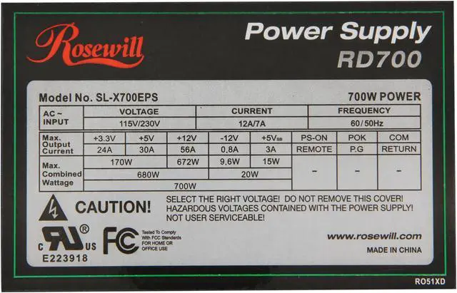 Alt view image 4 of 7 - Rosewill RD700 – Stallion Series 700-Watt Power Supply – ATX 12V V2.3, SLI & CrossFire-Ready