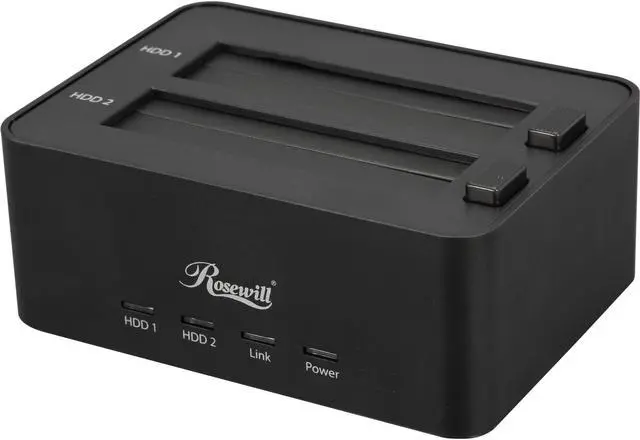 Main image of Rosewill RDDO-13001 – Dual Bay 2.5" & 3.5" Docking Station – SATA USB 3.0 & eSATA, Rigid Aluminum Casing and Internal Plastic Shield, Black