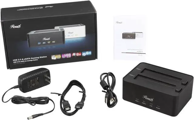 Alt view image 5 of 5 - Rosewill RDDO-13001 – Dual Bay 2.5" & 3.5" Docking Station – SATA USB 3.0 & eSATA, Rigid Aluminum Casing and Internal Plastic Shield, Black