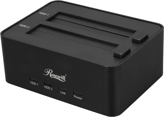 Main image of Rosewill RDDO-13002 - Dual Bay Docking Station for 2.5" & 3.5" HDDs - Black, SATA USB 2.0 & eSATA, Rigid Aluminum Casing And Internal Plastic Shield