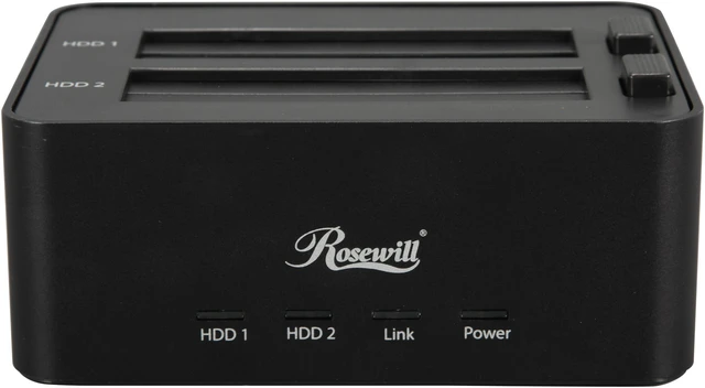 Alt view image 2 of 5 - Rosewill RDDO-13002 - Dual Bay Docking Station for 2.5" & 3.5" HDDs - Black, SATA USB 2.0 & eSATA, Rigid Aluminum Casing And Internal Plastic Shield