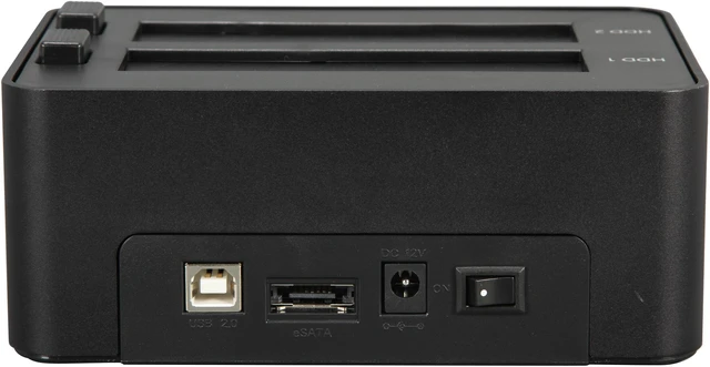 Alt view image 4 of 5 - Rosewill RDDO-13002 - Dual Bay Docking Station for 2.5" & 3.5" HDDs - Black, SATA USB 2.0 & eSATA, Rigid Aluminum Casing And Internal Plastic Shield