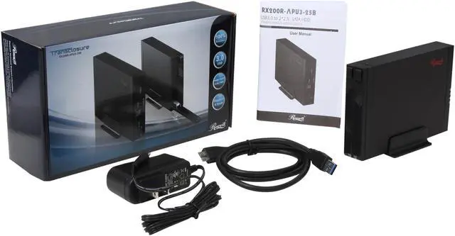 Alt view image 7 of 7 - Rosewill Transclosure RX200R-APU3-25B External Hard Drive Enclosure - Dual Slots for 2 x 2.5" SATA SSDs / HDDs with RAID 0 / 1 & JBOD / 2 LUN, USB 3.0 Connection, 100% Screw-less, Aluminum Body