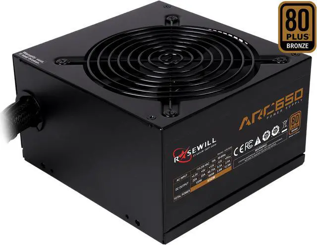 Main image of Rosewill ARC Series, ARC 650, 650W Non-Modular Power Supply, 80 PLUS BRONZE Certified, Single +12V Rail, SLI & CrossFire Ready, Black