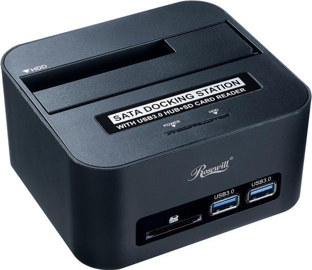 Alt view image 3 of 7 - Rosewill SATA Docking Station with USB 3.0 Hub and SD Card Reader, 5Gbps Transfer Rate, Supports SATA I/II 2.5" 3.5" HDD - RX303-PU3-35B