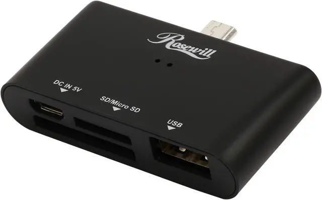 Main image of Rosewill RHBM-100-U2 - Multi-Functional SD / Micro SD / USB 2.0 / Micro-B Card Reader OTG Connection Kit, Black