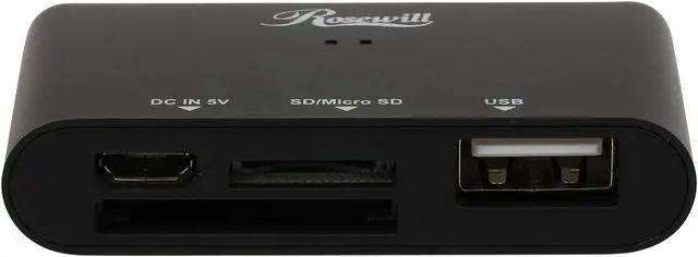 Alt view image 2 of 6 - Rosewill RHBM-100-U2 - Multi-Functional SD / Micro SD / USB 2.0 / Micro-B Card Reader OTG Connection Kit, Black